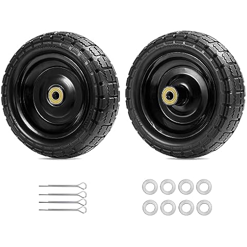 Parts Camp For Gorilla Cart Wheels 13-Inch replacement gorilla cart tires 4.00-6 Flat-free Solid Tire and Wheel For Hand Trucks/Garden Carts/Wheelbarrow/Dolly-5/8"Axle Borehole 2.1"Hub offset (2 Pack) Cover