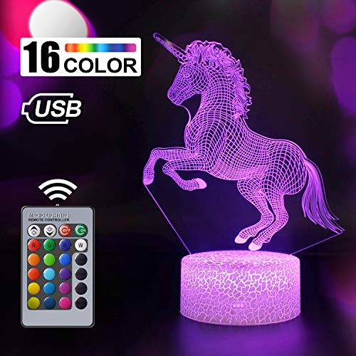 Unicorn Gift Unicorn Night Light for Kids, 3D Light lamp 7 Colors Change