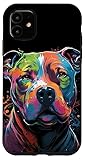 iPhone 11 Colorful Pitbull Face Bully Funny Dog Art Painting Case