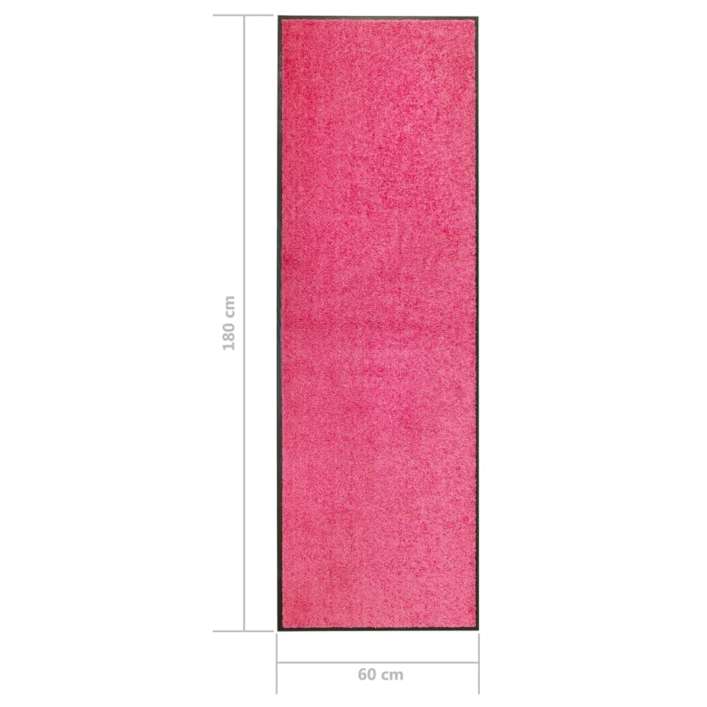 vidaXL Felpudo Lavable Gruesa Alfombra de Entrada Pasillo Exterior Interior Casa Puerta Estera de Bienvenida Antideslizante Rosa 60x180 cm
