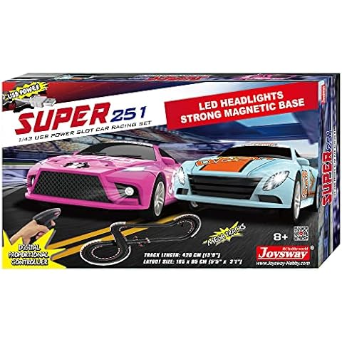 Joysway oysway: Super 251 USB Power Slot Car Racing Set, LED Headlights, Strong Magnetic Base, Mechanical Lap Counter & Powerbase Integrated as Combo Track, For Ages 8 and up, 2251 Cover