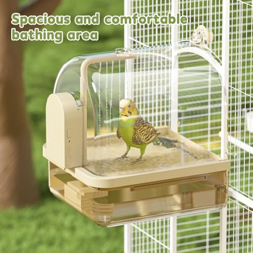 Image of Smart Automatic Bird Bath for Cage with Auto-Sensing Rainfall, Hanging Water Circulation Bird Shower for Parrot Parakeet Budgie Cockatiel, Large Tank 2-5 Day Refill, 4-Layer Filter