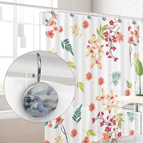 Crochets rideau de douche licorne blanche en acier inoxydable aux finitions soignées