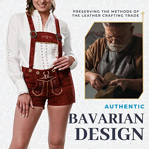 Image of BAVARIA TRACHTEN Authentic Lederhosen Women - Ladies Octoberfest Outfit - Damen Wurstfest Costume - Cherry Red