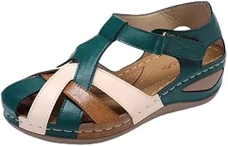 ZANHOG Sandalias de cuña de Talla Grande con Hueco for Mujer, Zapatos de Verano 2020 for Mujer (Color : Verde, Size : 43 EU)