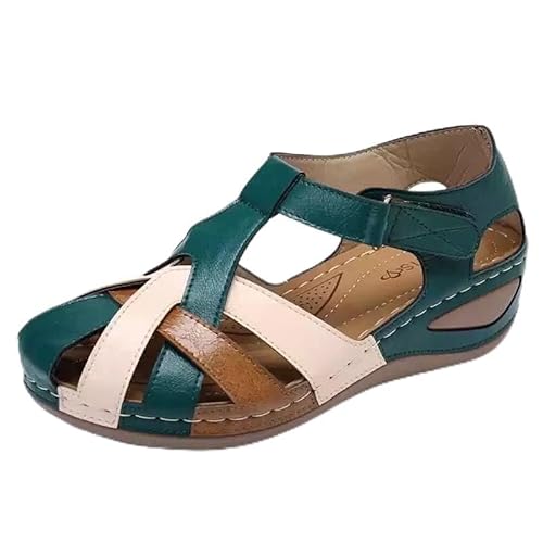 ZANHOG Sandalias de cuña de Talla Grande con Hueco for Mujer, Zapatos de Verano 2020 for Mujer (Color : Verde, Size : 43 EU)