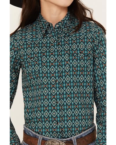 GIRLS LONG SLEEVE SNAP DIAMOND AZTEC PRINT WESTERN SHIRT3