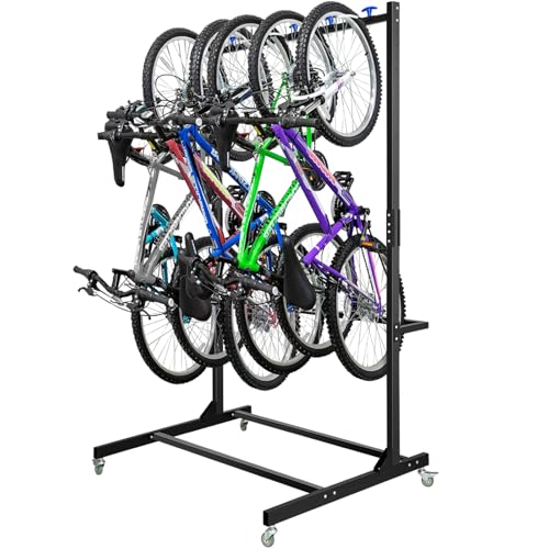 HONYTA Freestanding Bike Storage Rack, Hold Up to 5 Bikes Sturdy Steel Bicycle Rack, Bike Storage Racks for Garage Organizer, Indoor and Outdoor Bike Storage Rack