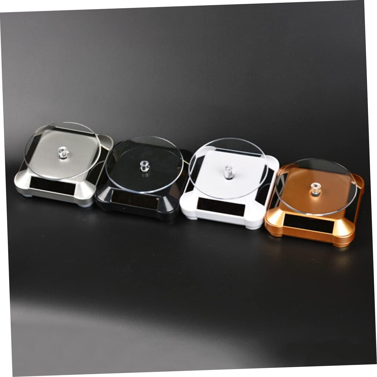 Electric Display Stand Rotating Stand for Jewelry Watches Mobiles Solar Powered Capacity Compact