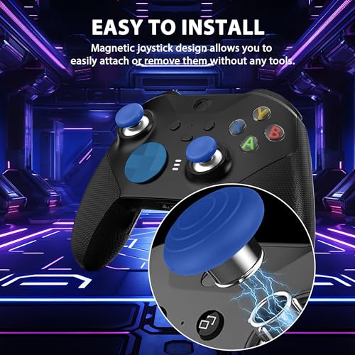 Image of Lierhyt Elite Series 2 Accessories,Gaming Metal Replacement Kit,Includes 4 Elite 2 Controller Paddles,6 Swap Joysticks,2 D-Pads,1 Adjustment Tool and Button Organizer (Blue)