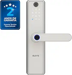 Fechadura Digital de Embutir, Wi-Fi com Biometria, Elsys, SAX, Prata - Abertura via Biometria, Senha Numérica, Aplicativo, Campainha