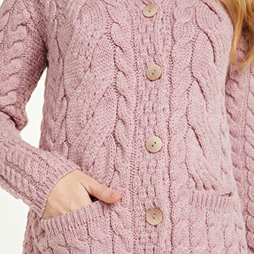 Image of Ladies Buttoned Cabled Cardigan-L