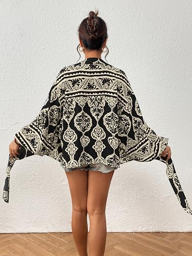 Eddoyee Women's Deep V Neck Tie Front Knot Wrap Tops Long Lantern Sleeve Casual Boho Blouses Loose Tunic Self-tie Shirts4