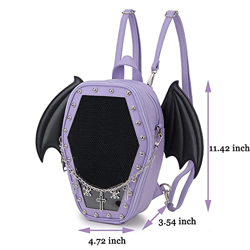 Enjoinin Gothic Coffin Shape Purses And Handbags For Women Halloween Shoulder Bag Ita Purse Backpack With Wings 2 Way With 2 Inserts thumb #3