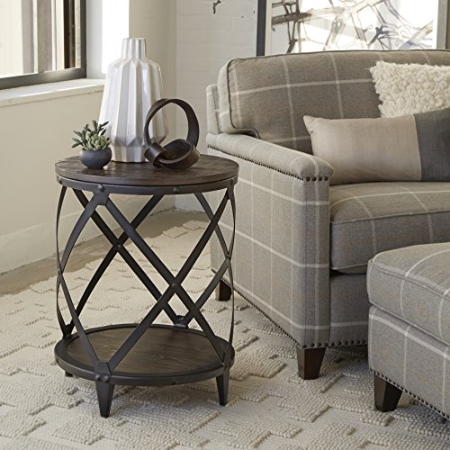Magnussen T4044 Milford Transitional Rustic Round Accent Table in Weathered Charcoal