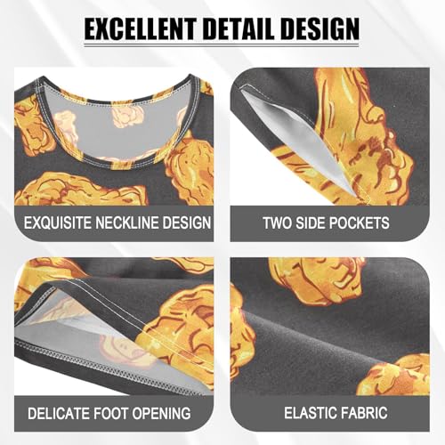 ALAZA Crispy Fried Chicken Pajamas Short Sleeve 2 Piece Sleepwear Top and Bottom Pajama Set Unisex4