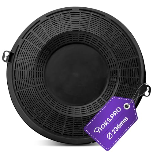 Vioks.pro Dunstabzugshaube Filter 236mmØ Ersatz für AEG, Electrolux, Whirlpool & mehr - Filter Rund Type 48, Aktivkohlefilter für Dunstabzugshauben