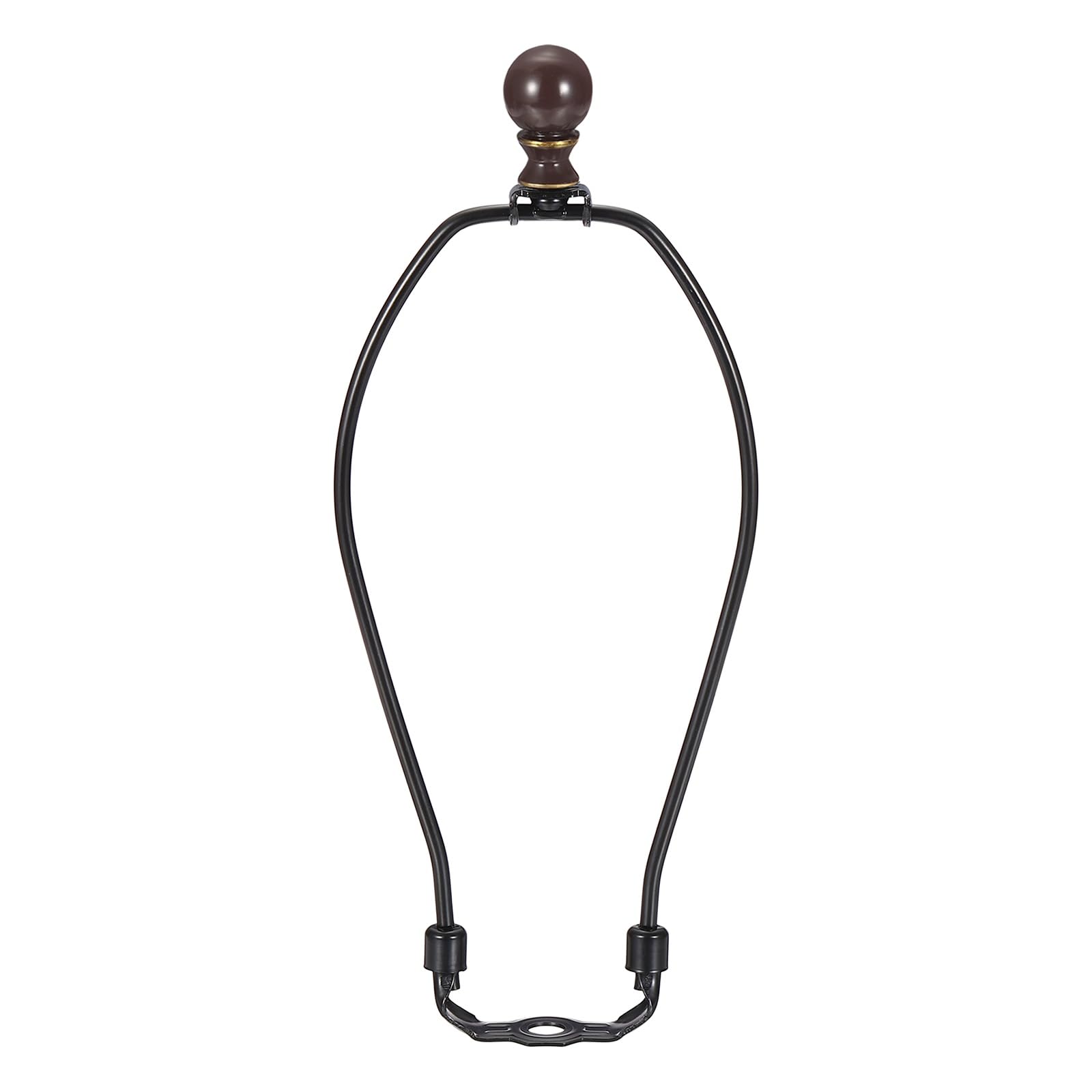 PATIKIL 1 Set 9.5" Lamp Shade Harp Holder, Heavy Duty Detachable Lampshade Brackets with 1.46" Height Solid Metal Finial Shade Holder for Table and Floor Lamps, Black/Brown