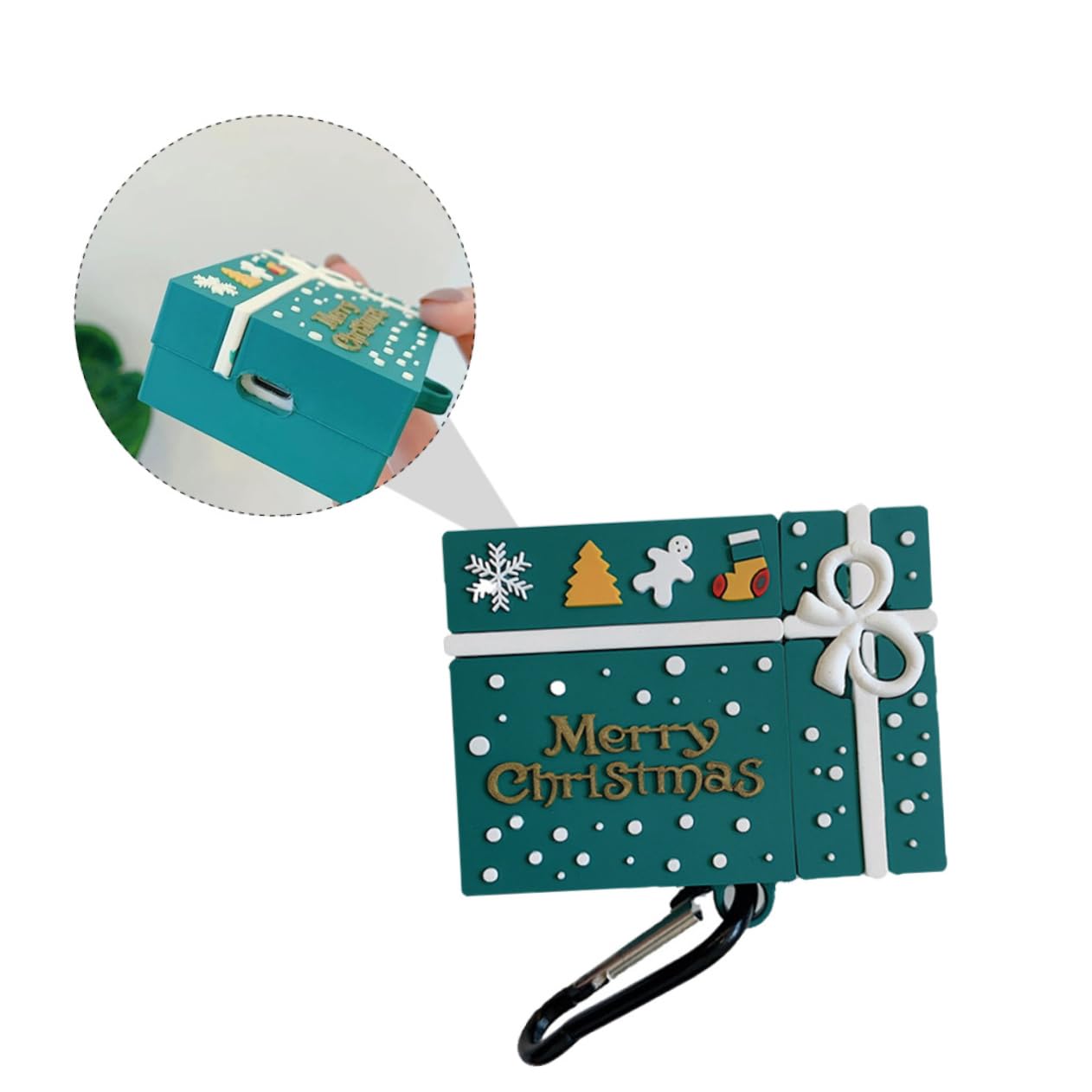 OSALADI Estuche para Auriculares De 3 Piezas con Temática Navideña Funda Protectora para Auriculares De 2/1 Generación Tamaño Pequeño Fácil De Transportar Hecho De Material Resistente.