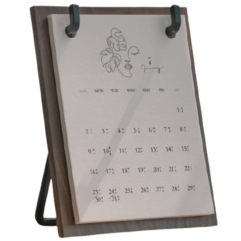Industrieller Stil Schreibtisch Kalender 2022, Vintage Holz Stehender Flip Schreibtisch Kalender for Home Schule Büro Tisch Tischdekoration (Color : Type-B)