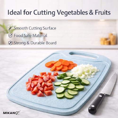 Image of MIKANIX Kitchen Plastic Chopping Board | Non-Slip Cutting Board for Vegetables, Fruits & Meat | Strong & Lightweight (3mm Thick)