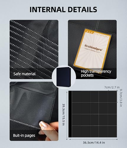 Image of Premium 20 Pocket Card Binder, Holds 1280 Cards for MTG TCG Sports Game Cards(Blue,20 Pocket) | XL side-loading binder with zipper. No-ring design holds 1280 cards in clear pockets.