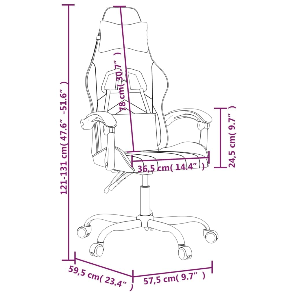 Gaming-Stuhl Weiß Rosa Kunstleder mit Wippfunktion und Lenden Nacken Kissen Ergonomisch, Drehbar, Verstellbare Rückenlehne, Fußstütze, für Homeoffice, Jugend, PC, Esport, bequem