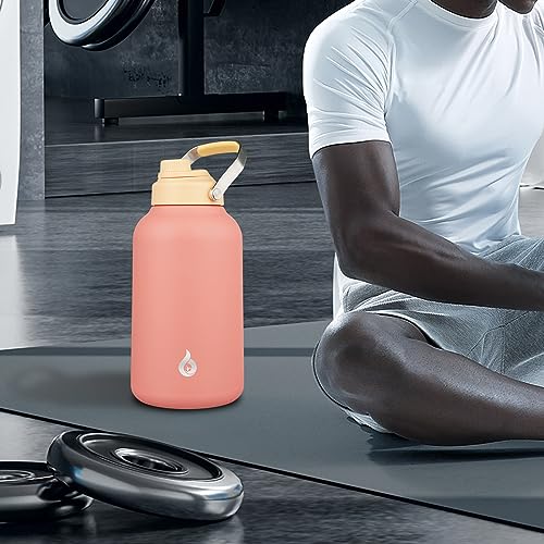 Image of BJPKPK 1 Gallon Water Bottle Insulated, Dishwasher Safe 128oz Large Water Jug with Metal Handle & BPA Free Spout Lid, Stainless Steel Metal Jug for Gym, Sports & Hiking, Pink(Pack of 9)