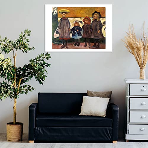 Affiche Edvard Munch Quatre filles papier mat anti-reflet format medium