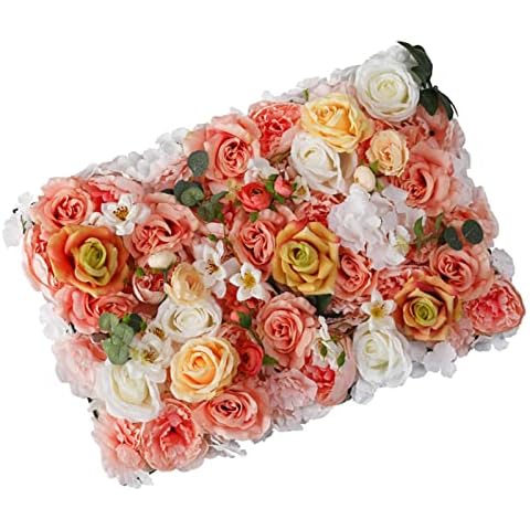 XEWNEGTZI Artificial Flower Panels Wall Screen Romantic Floral Backdrop Hedge Home Decor Wedding Party Background, Easy To Install (23.62x15.75 Inches)(Size:30pcs) Cover