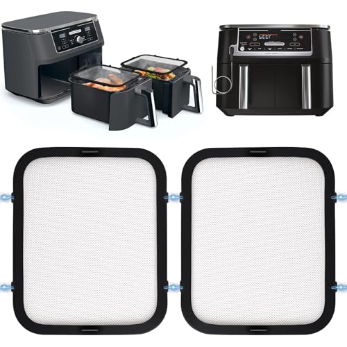 PAPAcroscoma Edelstahl-Spritzschutz: 2 Stück Magnetischer Feinmaschiger Fettspritzschutz Heißluftfritteuse Zubehör für Ninja Foodi Max Dual Zone AF400EU AF451EU 9 5 l