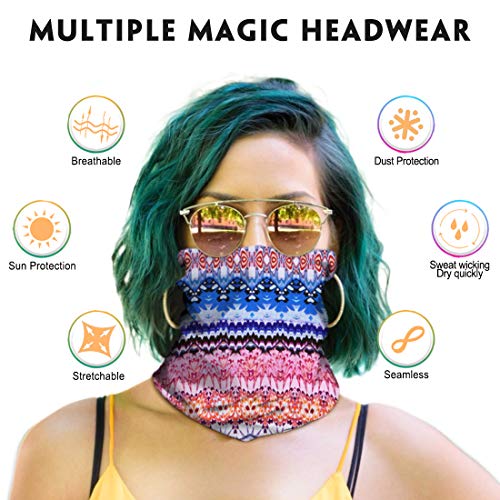 Image of Venswell Neck Gaiter Face Mask Men Women,Seamless Bandana Rave Face Cover Scarf Mask,Balaclava,Headband, Head Wrap,Headwear