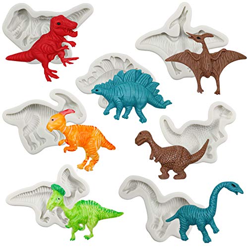 3D Dinosaurier Silikonform, Dino Epoxidharz Formen für Schmuck, Fondant, Tortendeko, Schokolade, Gelee, Anhänger, DIY Handwerk, Kerzen, Pterosauria, Stegosaurier, Fertighöhe:5.3-6.9cm, 7 teilig Cover