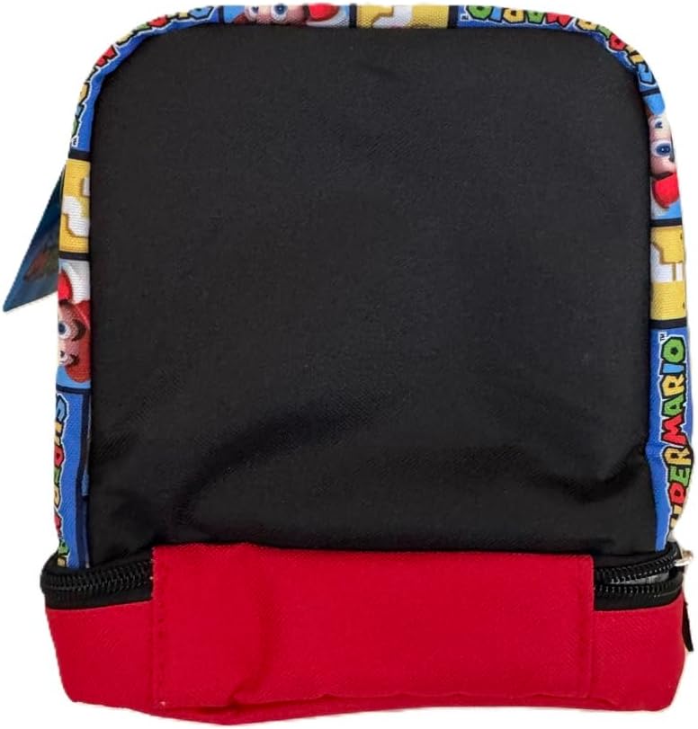 Bioworld Kids Insulated Lunch Bag with Handle – Super Mario Drop Bottom Rectangle Lunch Bag Design – Reusable Soft Cooler Lunch Box for Boys & Girls, School, Daycare & Travel