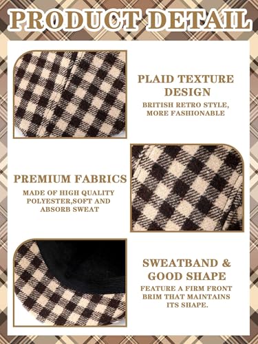 Image of Newcotte Newsboy Cap for Men Classic Herringbone Tweed Flat Cap Irish Beret Hat for Cabbie Driving Hunting