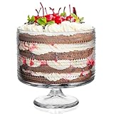 MOLIGOU Trifle-Schüssel aus Glas, 3,2 l, Trifle-Schüssel mit Sockel, Servierschale für Salat, Dessert, Obst