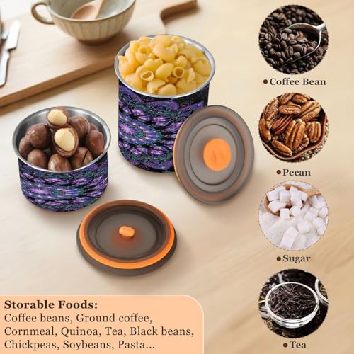 Envase de café 900ml acero inoxidable púrpura con tapa miniatura 5