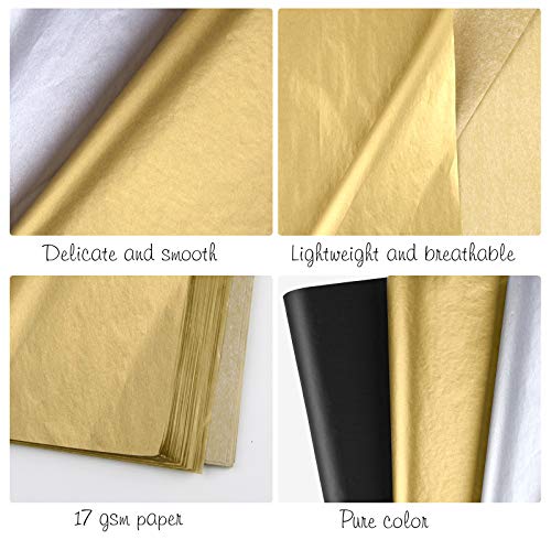 Miahart 50 Sheets Tissue Paper Bulk 20X14 Inch Metallic And Black Gift Wrap Paper Gift Wrapping Accessory Wrap For Graduation Birthday Party Favor Decor Diy Shredded Fill Confetti (Mix Color) #TOP2