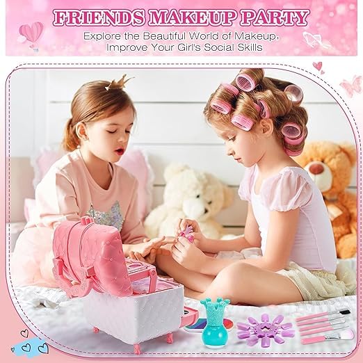 Image of Kids Makeup Kit for Girls - Real Washable & Non-Toxic Cosmetic Set with Unicorn Theme, Educational Pretend Play Toy Gift for 3-12 Year Old Girls, Ideal for Birthday & Holiday Gifting