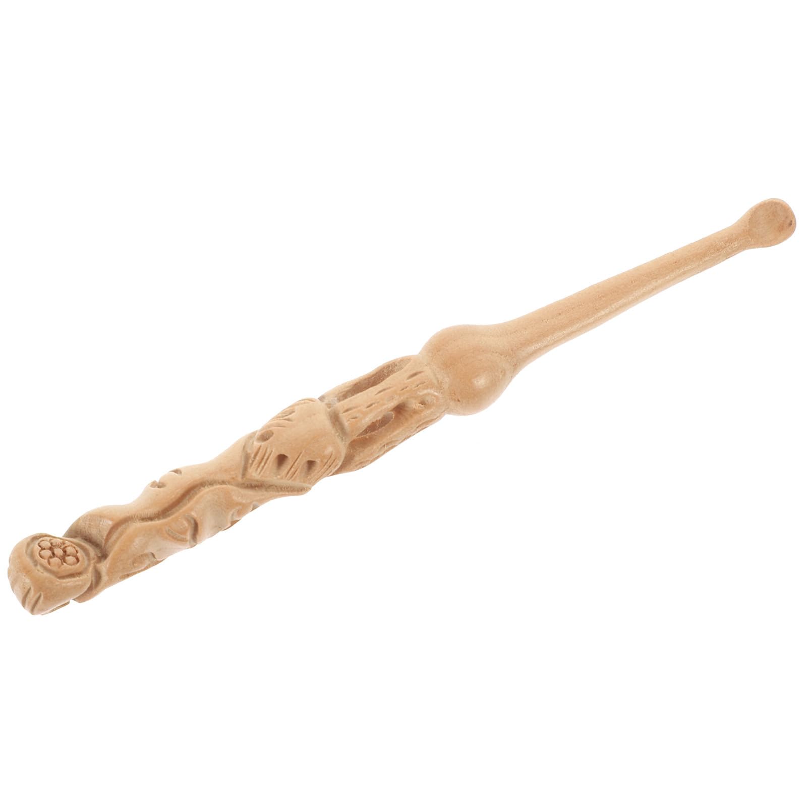 Tofficu Wood Carved Peach Wood Ear Cleaner Spoon Portable Earwax Removal Tool with Carved Craft Design for Safe