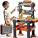 KIZONLY Kids Tools Toy Sets for Aged 3 4 5 6 7 8, 2 in 1 Workbench Toys for Toddlers 3-5, Pretend Play Toolbox, Construction Mechanic Set with Sound, Educational Birthday Gift for Boys Girls Ages 3-8