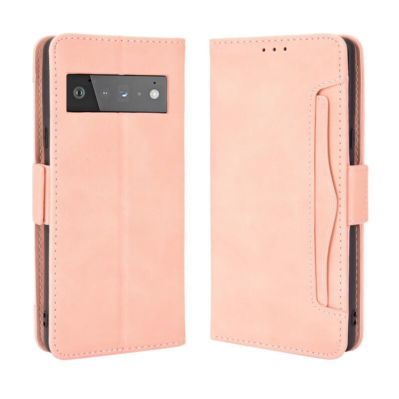 Étui Google Pixel 6 rose protection rabat simili cuir rétro antichoc