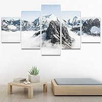SIGNWIN 5 Panel Canvas Wall Art Snow Mountain for Home Decorations Ready to Hang - 60
