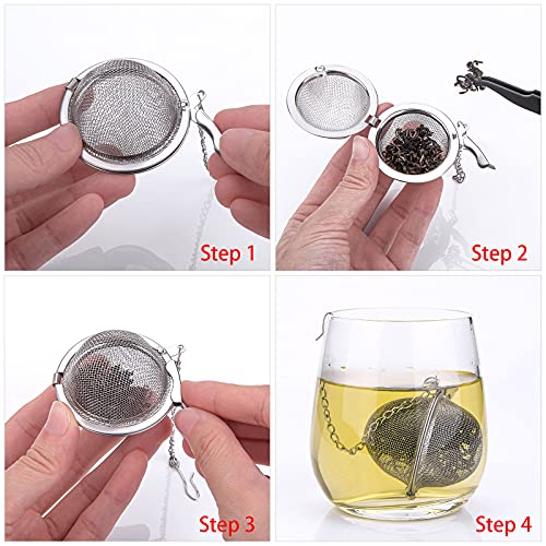 12 Pack Tea Ball Infuser Stainless Steel Mesh Tea Strainer Filters Tea Interval Diffuser with Extended Chain Hook for Brew Loose Leaf Tea and Spices & Seasonings