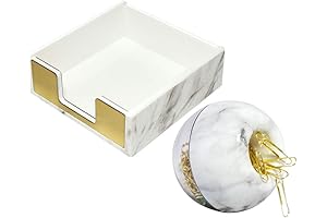 Marble Office Desk Accessories Set with Paper Clip Holder and Sticky Note Organizer
