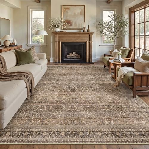 HUGEAR 8x10 Brown Vintage Distressed Rug