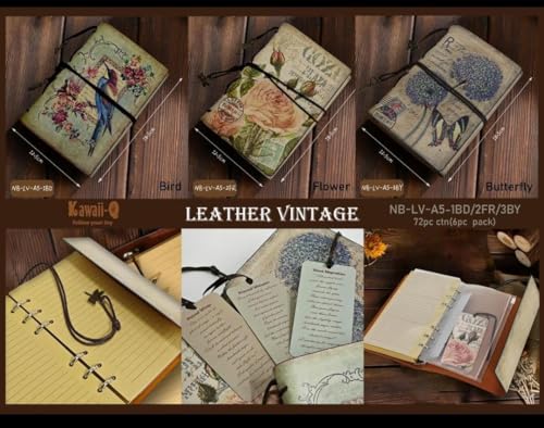 Image of Vintage Refillable Journal, Premium Leather Traveler Notebook Sketchbooks Classic Diary Planner with Blank Pages and Zipper Pocket (Leather Journal-Dandelion)