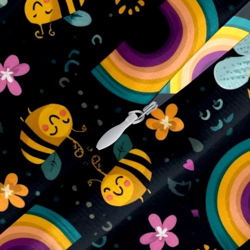 Fundas de cojín de terciopelo Happy Bees Rainbow con acabado de lujo 5
