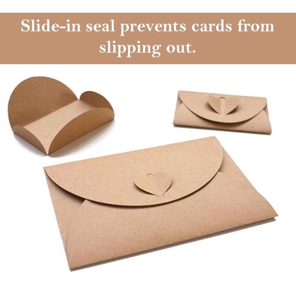 25pcs Kraft Paper Love Buckle Envelopes - Brown Vintage Ini Envelopes - View #3