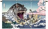 Noren Godzilla Ukiyoe Sakura no Utage Japanese Curtain Doorway Made in Japan Limited